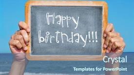  Presentation with happy birthday - Slides with the sentence happy birthday background and a ocean colored foreground