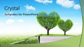  Presentation with heart shape tree - Colorful presentation theme enhanced with book with trees backdrop and a light blue colored foreground