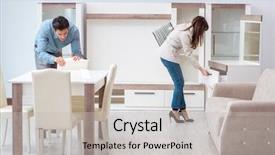  Presentation with married - Presentation theme with the shop choosing furniture background and a light gray colored foreground