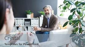  Presentation with sad woman - Slide deck featuring the-shounder-shot-of-modern background and a light blue colored foreground