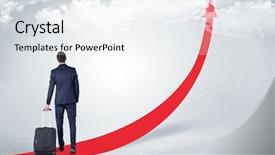  Presentation with red carpet - PPT theme enhanced with the skies with luggage background and a  colored foreground