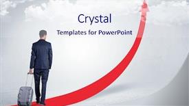  Presentation with red carpet - Cool new PPT theme with the skies with luggage backdrop and a sky blue colored foreground