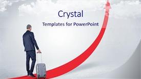  Presentation with red carpet - PPT theme featuring the skies with luggage background and a sky blue colored foreground