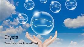  Presentation with hold hand - Slide set with the sky with car background and a light blue colored foreground