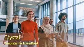  Presentation with new office - PPT theme consisting of the-sleek-corridors and a tawny brown colored foreground