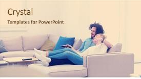  Presentation with television watching - Amazing slide set having the sofa watching television backdrop and a lemonade colored foreground