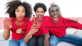  Presentation with red white blue confetti - Audience pleasing theme consisting of the sofa with beer backdrop and a red colored foreground