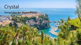  Presentation with village - Colorful slide deck enhanced with the south of france backdrop and a light blue colored foreground