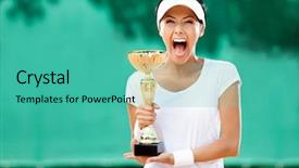  Presentation with sport award - Cool new presentation design with the sport competition award backdrop and a teal colored foreground