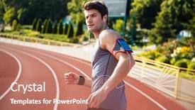  Presentation with runner - Presentation having the stadium and looking background and a coral colored foreground