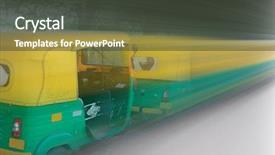  Presentation with stand - PPT theme consisting of tuktuk s parked in the stand in bangalore india with motion blur background and a dark gray colored foreground