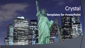  Presentation with new york night - Theme consisting of the statue of liberty background and a navy blue colored foreground