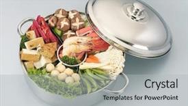  Presentation with steamboat - Beautiful presentation theme featuring the steamboat-asian cusine backdrop and a light gray colored foreground