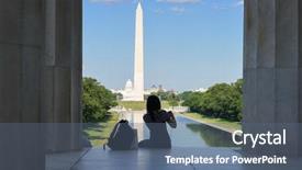  Presentation with lincoln - Amazing theme having the steps of lincoln backdrop and a ocean colored foreground