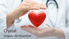  Presentation with female doctor - Amazing slide set having the stethoscope holding heart backdrop and a light blue colored foreground