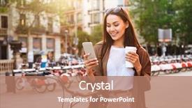  Presentation with bicycle - PPT theme enhanced with the street looking aside background and a coral colored foreground