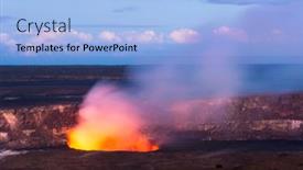  Presentation with molten - Theme featuring the-sun-sets-kilauea-volcano background and a light blue colored foreground