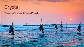  Presentation with sri lanka - Theme featuring the sunset near gall background and a coral colored foreground