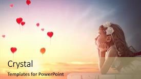  Presentation with valentine - PPT theme consisting of the sunset sky wedding background and a blonde colored foreground