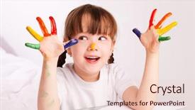  Presentation with painting old - PPT theme featuring the table and painting background and a lemonade colored foreground