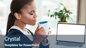  Presentation with blue and orange business - Presentation theme enhanced with the table with tea background and a  colored foreground