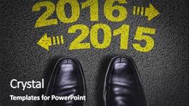  Presentation with team business top view - Colorful slide deck enhanced with the text 2015 - 2016 backdrop and a dark gray colored foreground