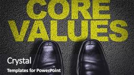  Presentation with shoes - Presentation theme consisting of the text core values background and a dark gray colored foreground