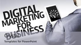  Presentation with marketing strategy - Beautiful presentation theme featuring the text digital marketing backdrop and a light gray colored foreground