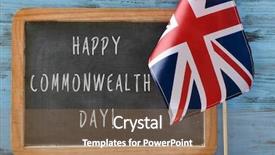  Presentation with rustic chalkboard - Cool new presentation theme with the text happy commonwealth backdrop and a coral colored foreground