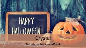 Presentation with lantern - Colorful slide deck enhanced with the text happy halloween backdrop and a coral colored foreground
