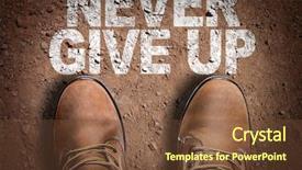  Presentation with trail - Audience pleasing presentation design consisting of the text never give backdrop and a tawny brown colored foreground