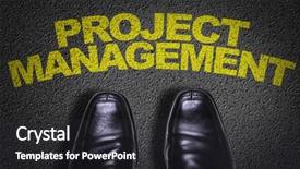  Presentation with project management - PPT theme having the text project management background and a dark gray colored foreground