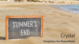  Presentation with end - Beautiful theme featuring the text summers end backdrop and a coral colored foreground