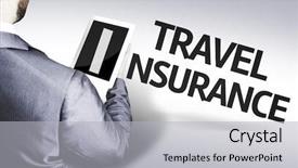  Presentation with business travel - Beautiful presentation theme featuring the text travel insurance backdrop and a light gray colored foreground