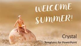  Presentation with seashell - Colorful slides enhanced with the text welcome summer backdrop and a coral colored foreground