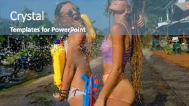  Presentation with new year - Slides consisting of the thai new year background and a teal colored foreground