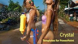  Presentation with celebrations - Slides with the thai new year background and a tawny brown colored foreground