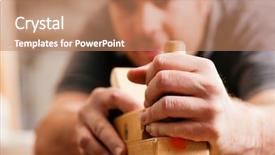  Presentation with carpenter - PPT layouts featuring cabinet maker - carpenter working with a planer background and a coral colored foreground