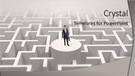  Presentation with businessman standing on maze - PPT layouts having the top a maze background and a light gray colored foreground