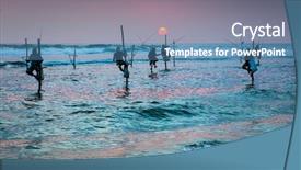  Presentation with sri lanka tamil - Slides with the traditional stilt fishermen background and a teal colored foreground
