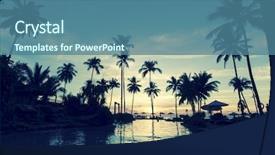  Presentation with sun blue sky and ocean - Amazing PPT theme having the tropical ocean beach backdrop and a ocean colored foreground