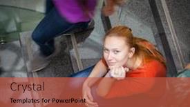  Presentation with stairway - Colorful slide set enhanced with the-university-college-students-rushing backdrop and a red colored foreground