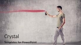  Presentation with painting - Audience pleasing slide set consisting of the wall with red backdrop and a light gray colored foreground