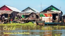  Presentation with cambodia - Beautiful slide deck featuring the water tonle sap backdrop and a tawny brown colored foreground