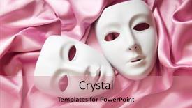  Presentation with theatre mask - PPT theme with the white plastic mask background and a  colored foreground