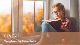  Presentation with girl reading - Colorful presentation theme enhanced with the window and reading backdrop and a coral colored foreground