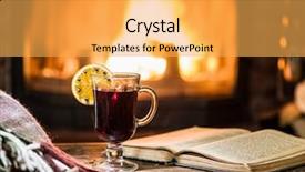  Presentation with wine book - Cool new PPT layouts with the wooden table fire backdrop and a yellow colored foreground