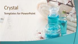  Presentation with table salt - PPT theme enhanced with the wooden table shallow background and a sky blue colored foreground