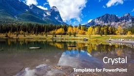  Presentation with mountain hiking - PPT theme featuring the woods and mountain background and a gray colored foreground