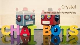  Presentation with talking heads - Beautiful PPT theme featuring the word chat bots backdrop and a cream colored foreground